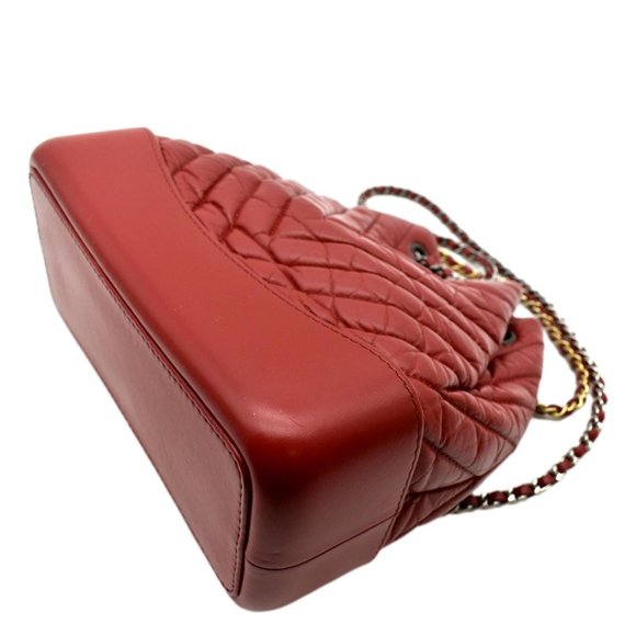 CHANEL  Gabrielle Chevron Aged Calfskin Leather Backpack Bag Red main image 7